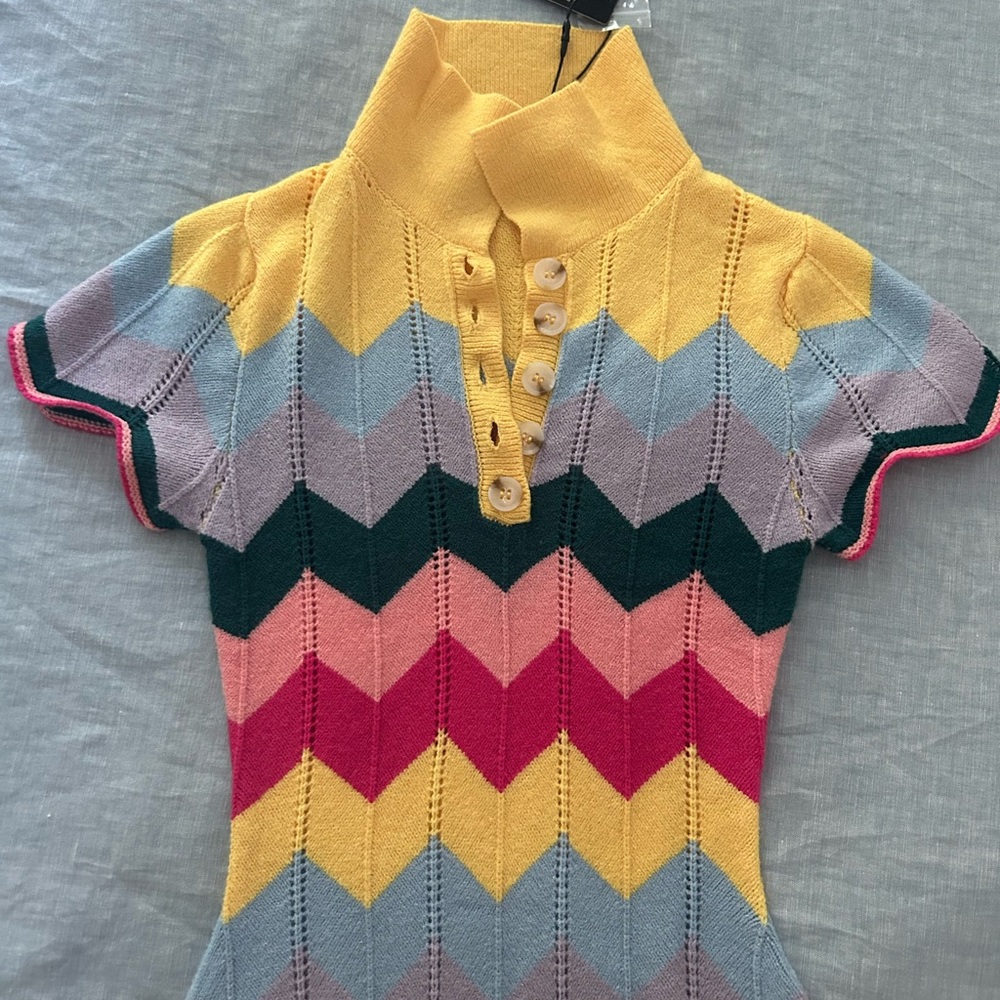 Colorful Striped knit Polo dress
